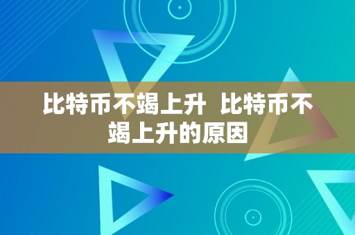 比特币不竭上升  比特币不竭上升的原因