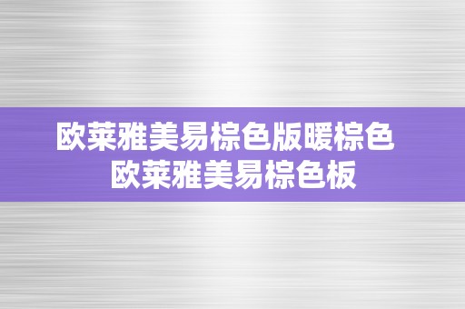 欧莱雅美易棕色版暖棕色  欧莱雅美易棕色板