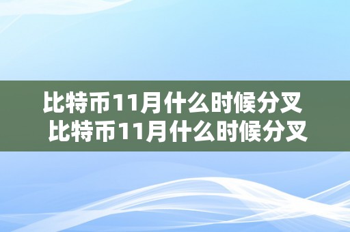 比特币11月什么时候分叉  比特币11月什么时候分叉交易