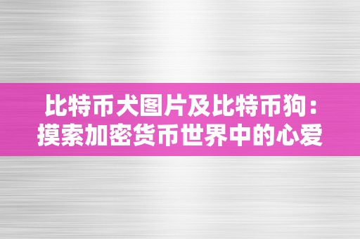 比特币犬图片及比特币狗：摸索加密货币世界中的心爱宠物