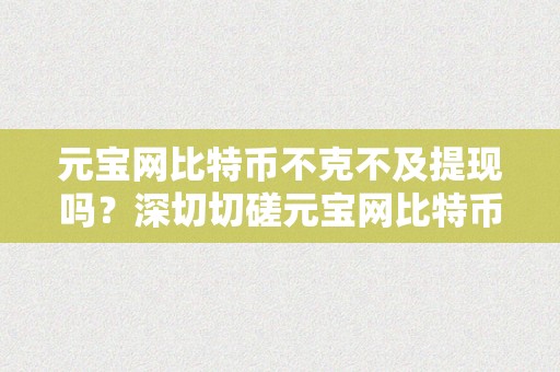 元宝网比特币不克不及提现吗？深切切磋元宝网比特币提现的限造及原因