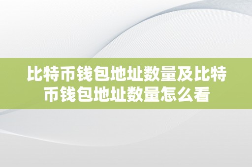 比特币钱包地址数量及比特币钱包地址数量怎么看