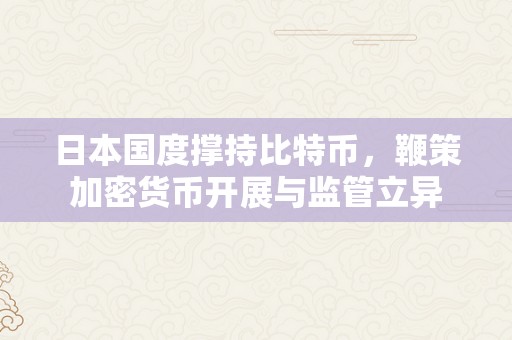 日本国度撑持比特币，鞭策加密货币开展与监管立异