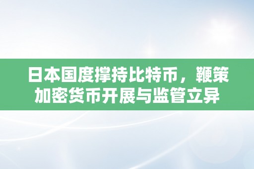 日本国度撑持比特币，鞭策加密货币开展与监管立异