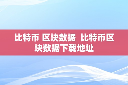 比特币 区块数据  比特币区块数据下载地址