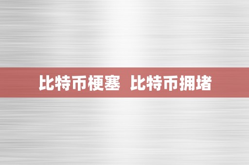 比特币梗塞  比特币拥堵