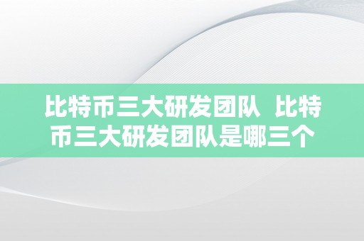 比特币三大研发团队  比特币三大研发团队是哪三个