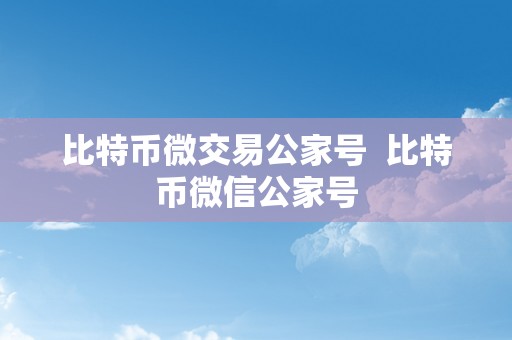 比特币微交易公家号  比特币微信公家号