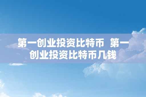 第一创业投资比特币  第一创业投资比特币几钱