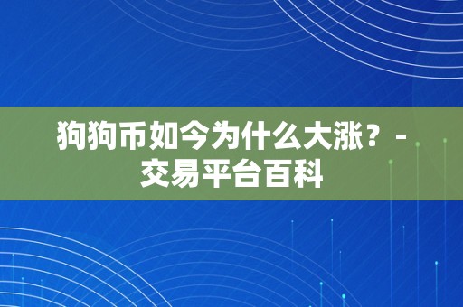 狗狗币如今为什么大涨？-交易平台百科