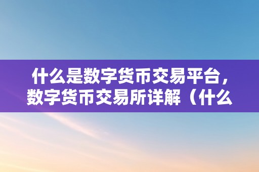 什么是数字货币交易平台，数字货币交易所详解（什么是数字货币交易平台）