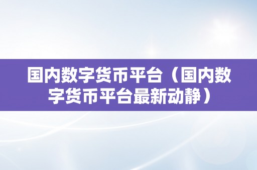 国内数字货币平台（国内数字货币平台最新动静）