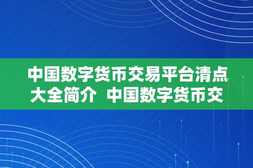 中国数字货币交易平台清点大全简介  中国数字货币交易平台清点大全简介