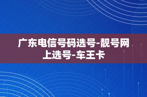 广东电信号码选号-靓号网上选号-车王卡