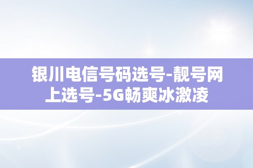 银川电信号码选号-靓号网上选号-5G畅爽冰激凌