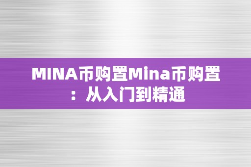 MINA币购置Mina币购置：从入门到精通