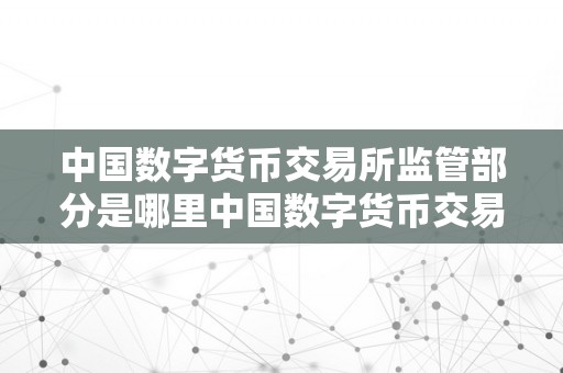 中国数字货币交易所监管部分是哪里中国数字货币交易所的监管部分：概述与布景