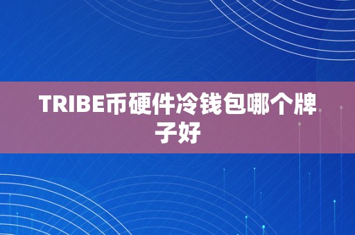 TRIBE币硬件冷钱包哪个牌子好