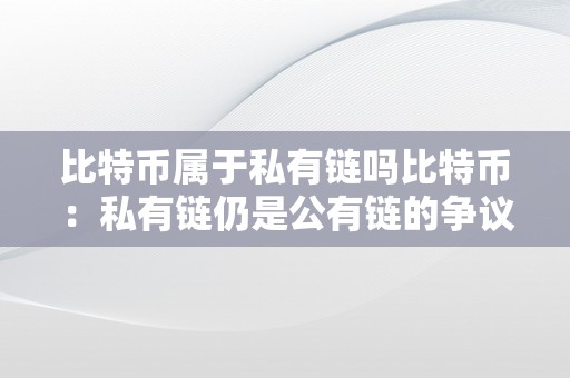 比特币属于私有链吗比特币：私有链仍是公有链的争议