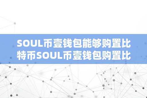 SOUL币壹钱包能够购置比特币SOUL币壹钱包购置比特币详解：从入门到精通