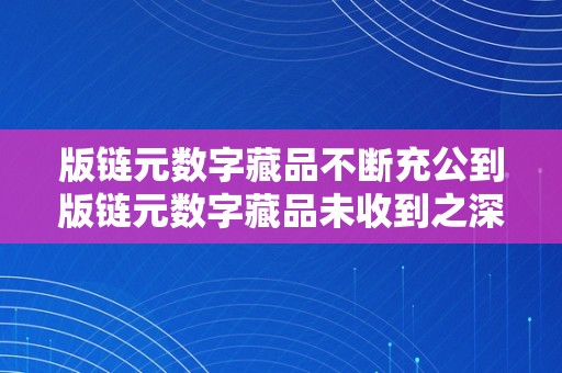 版链元数字藏品不断充公到版链元数字藏品未收到之深度解析