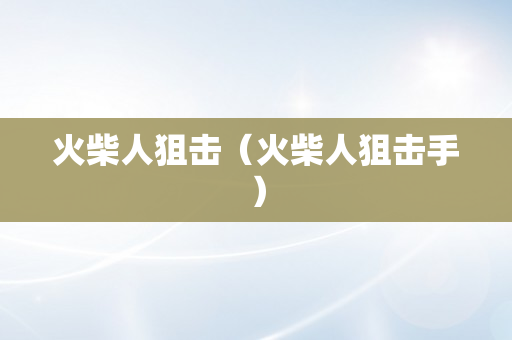 火柴人狙击（火柴人狙击手）