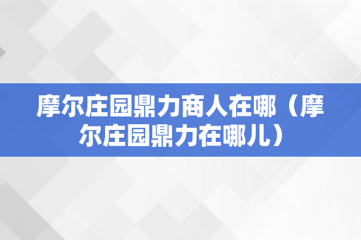 摩尔庄园鼎力商人在哪（摩尔庄园鼎力在哪儿）