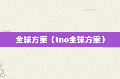 全球方案（tno全球方案）