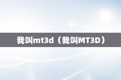 我叫mt3d（我叫MT3D）