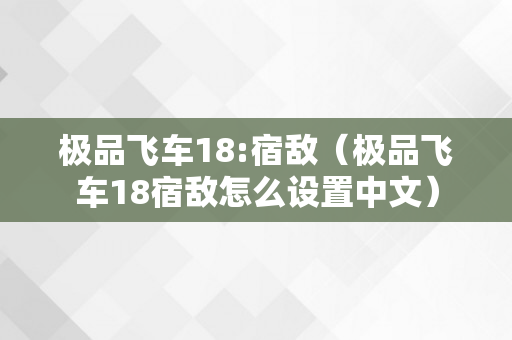 极品飞车18:宿敌（极品飞车18宿敌怎么设置中文）