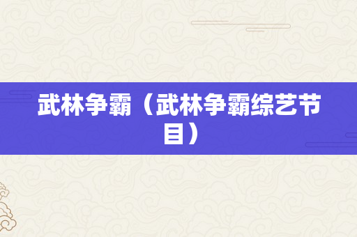 武林争霸（武林争霸综艺节目）