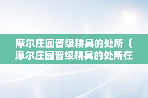 摩尔庄园晋级耕具的处所（摩尔庄园晋级耕具的处所在哪）