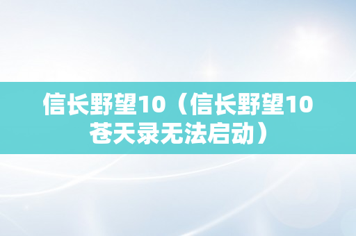 信长野望10（信长野望10苍天录无法启动）