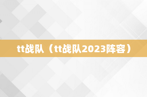 tt战队（tt战队2023阵容）