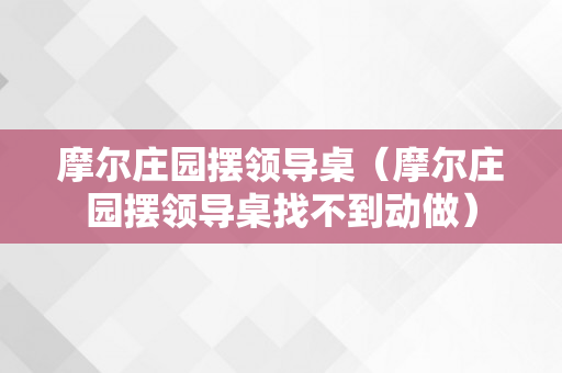 摩尔庄园摆领导桌（摩尔庄园摆领导桌找不到动做）