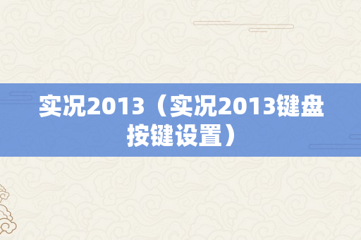 实况2013（实况2013键盘按键设置）