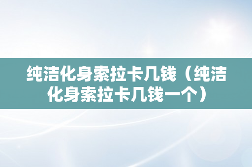 纯洁化身索拉卡几钱（纯洁化身索拉卡几钱一个）