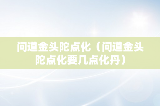 问道金头陀点化（问道金头陀点化要几点化丹）