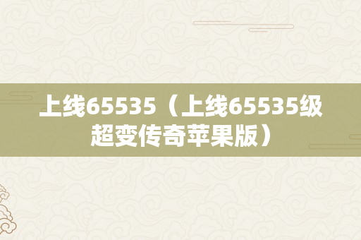 上线65535（上线65535级超变传奇苹果版）