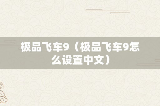 极品飞车9（极品飞车9怎么设置中文）