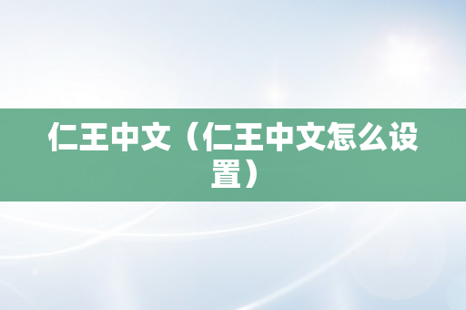 仁王中文（仁王中文怎么设置）