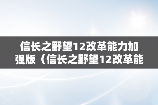 信长之野望12改革能力加强版（信长之野望12改革能力加强版 打不开）