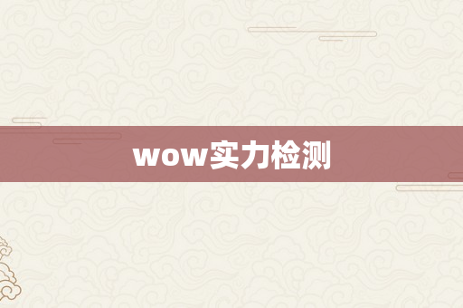 wow实力检测