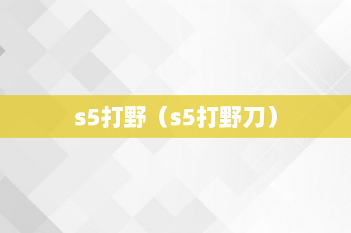 s5打野（s5打野刀）