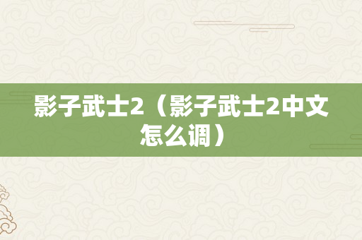 影子武士2（影子武士2中文怎么调）