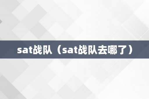 sat战队（sat战队去哪了）