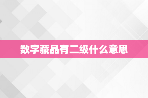 数字藏品有二级什么意思