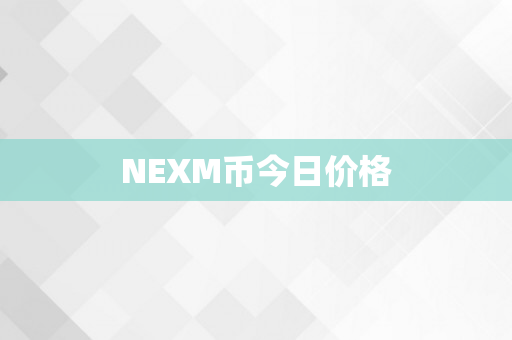 NEXM币今日价格