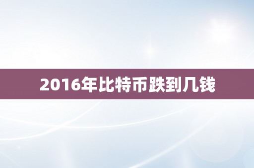 2016年比特币跌到几钱