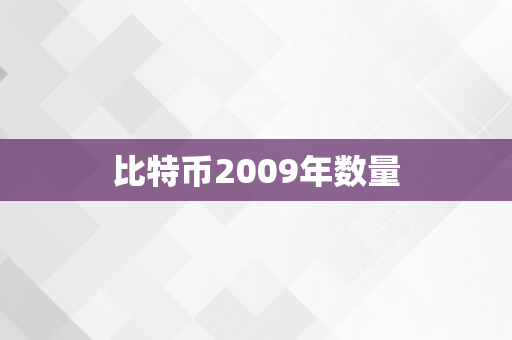 比特币2009年数量